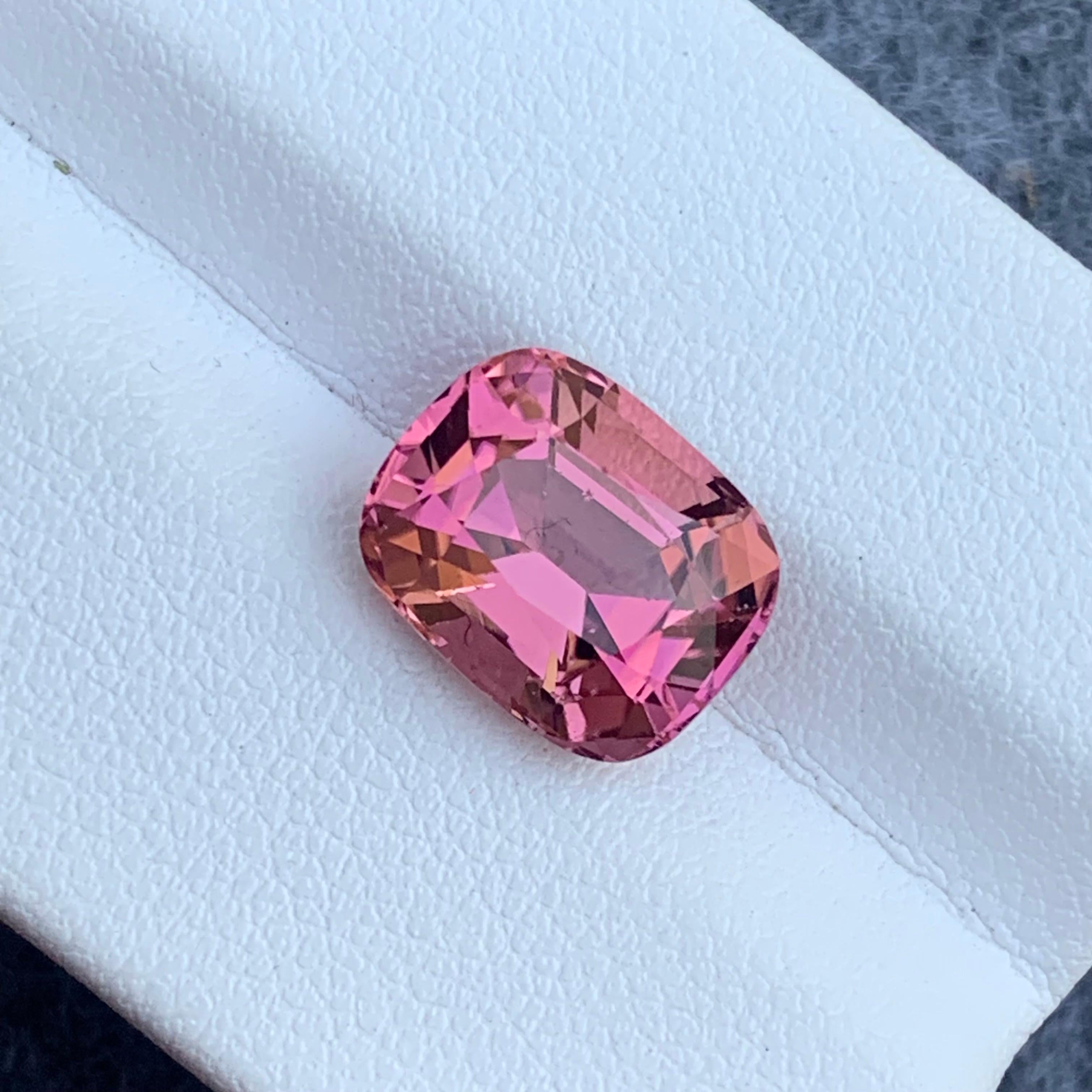 4.90 Carat Loose Pink Tourmaline Cushion Cut Gemstone for Jewelry Making For Sale 4