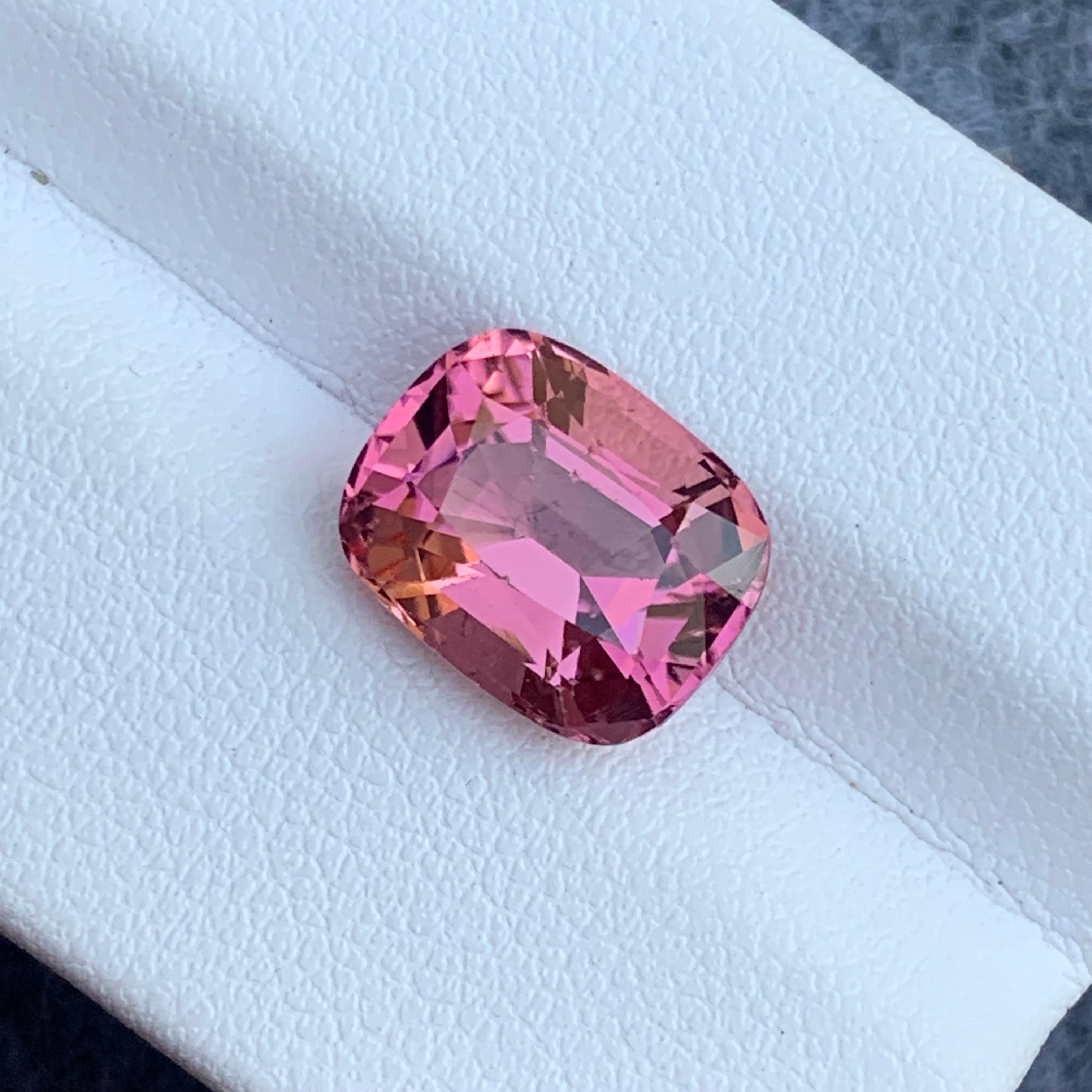4.90 Carat Loose Pink Tourmaline Cushion Cut Gemstone for Jewelry Making For Sale 5
