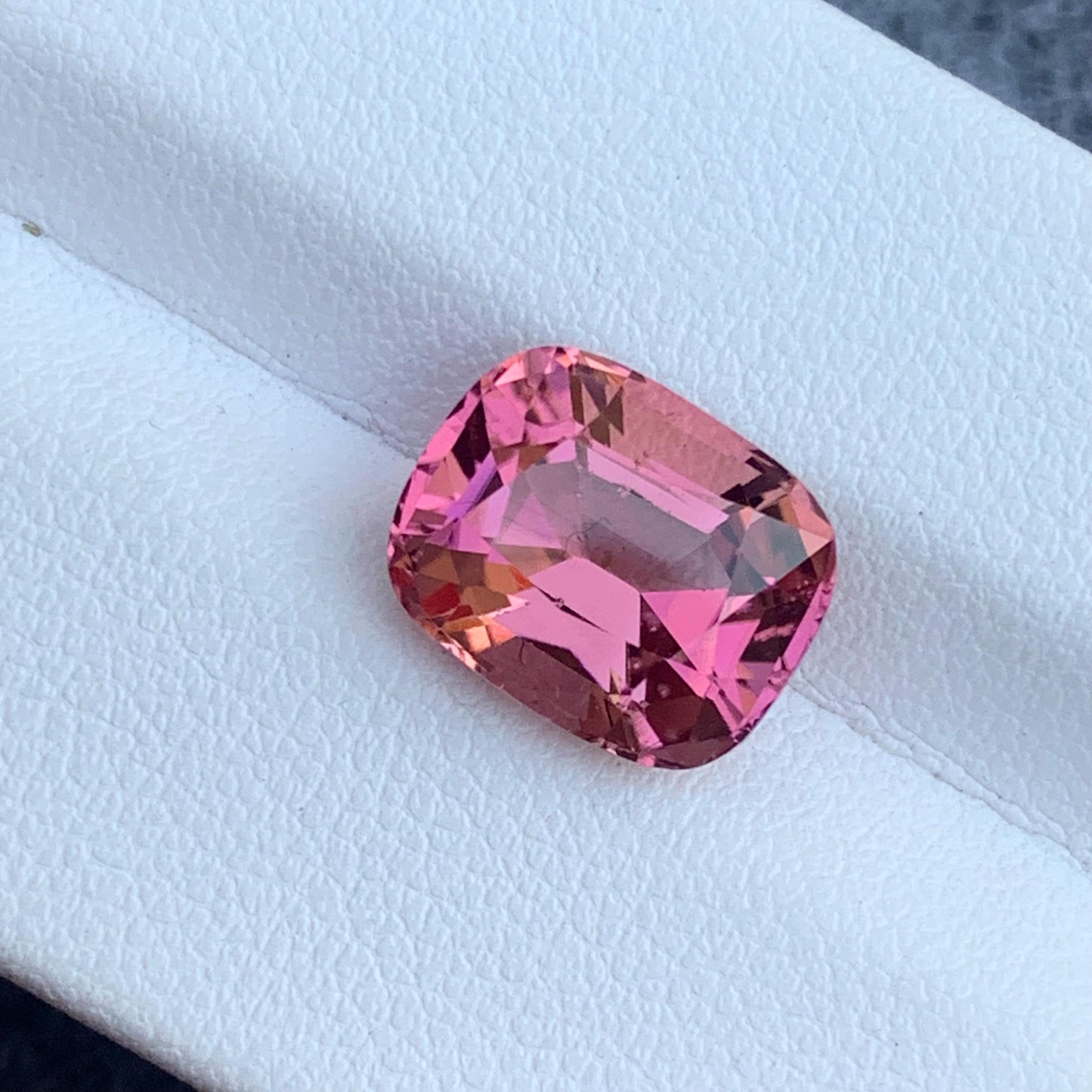 4.90 Carat Loose Pink Tourmaline Cushion Cut Gemstone for Jewelry Making For Sale 6