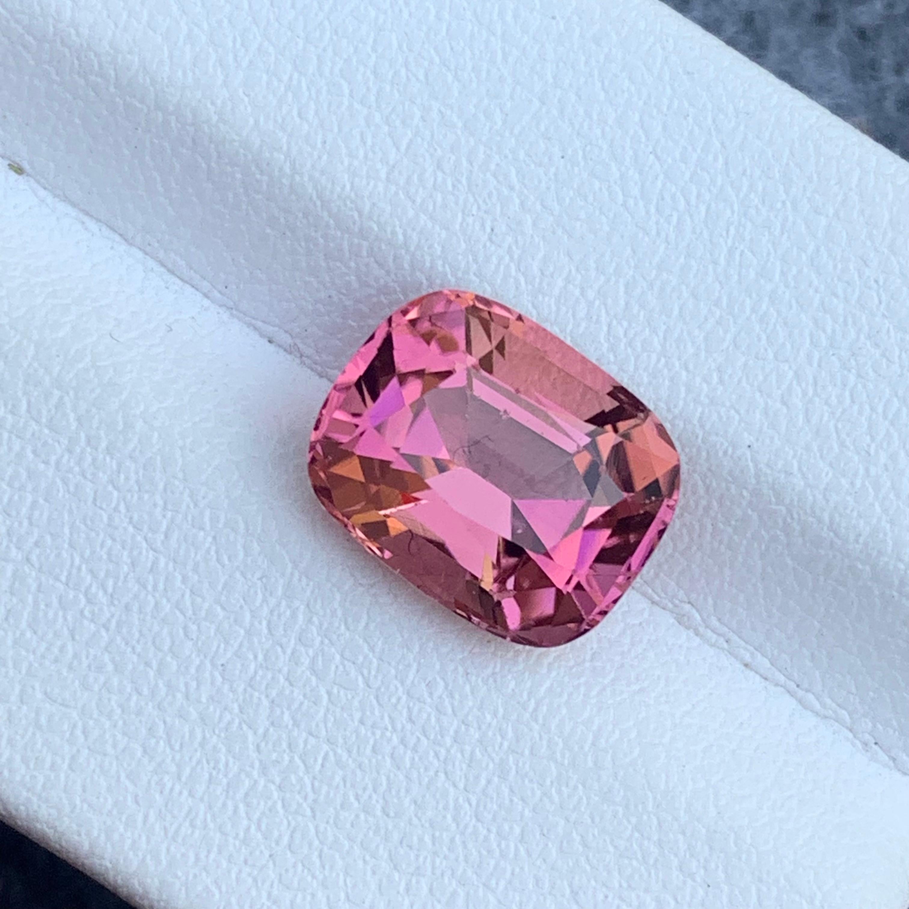 4.90 Carat Loose Pink Tourmaline Cushion Cut Gemstone for Jewelry Making For Sale 7