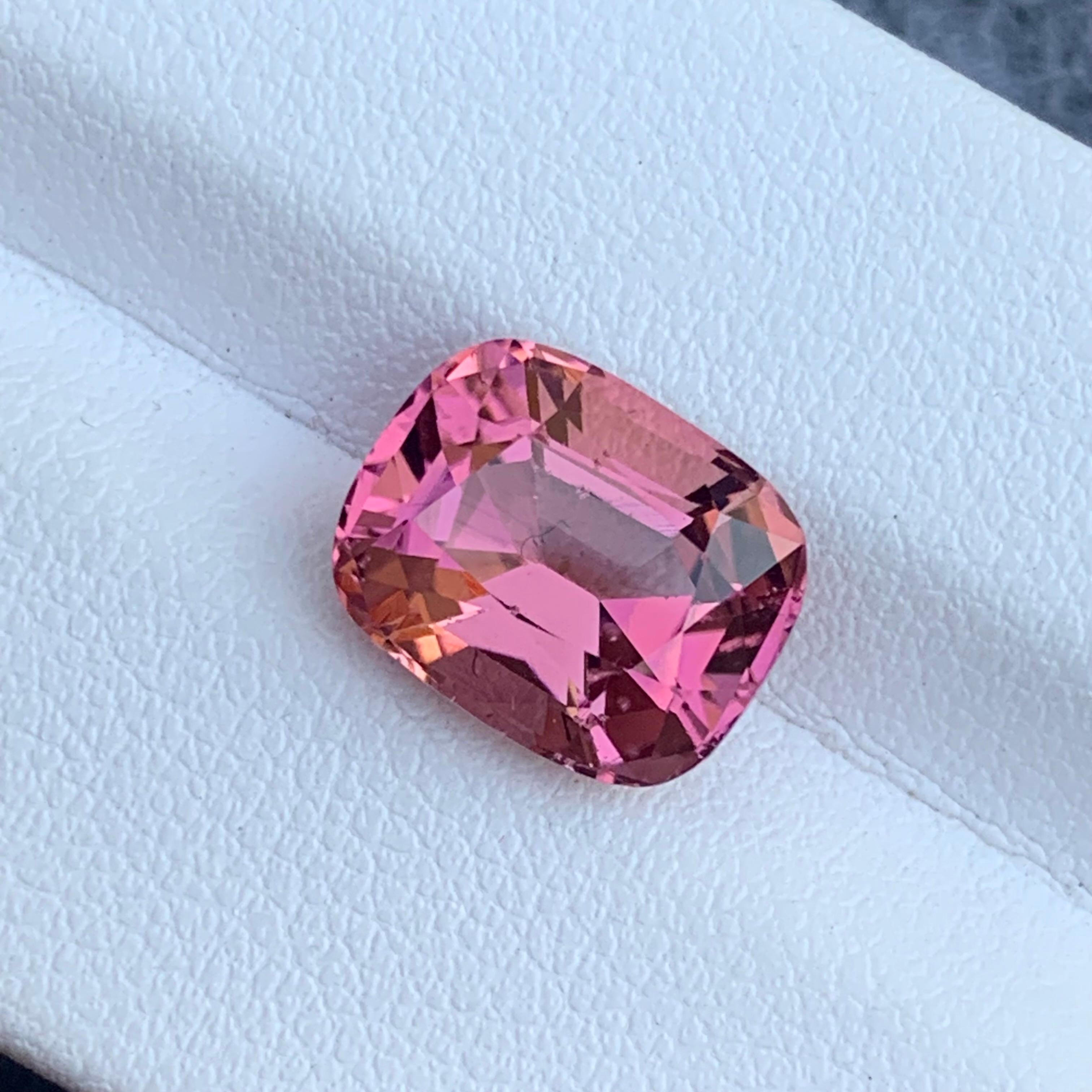 4.90 Carat Loose Pink Tourmaline Cushion Cut Gemstone for Jewelry Making For Sale 8