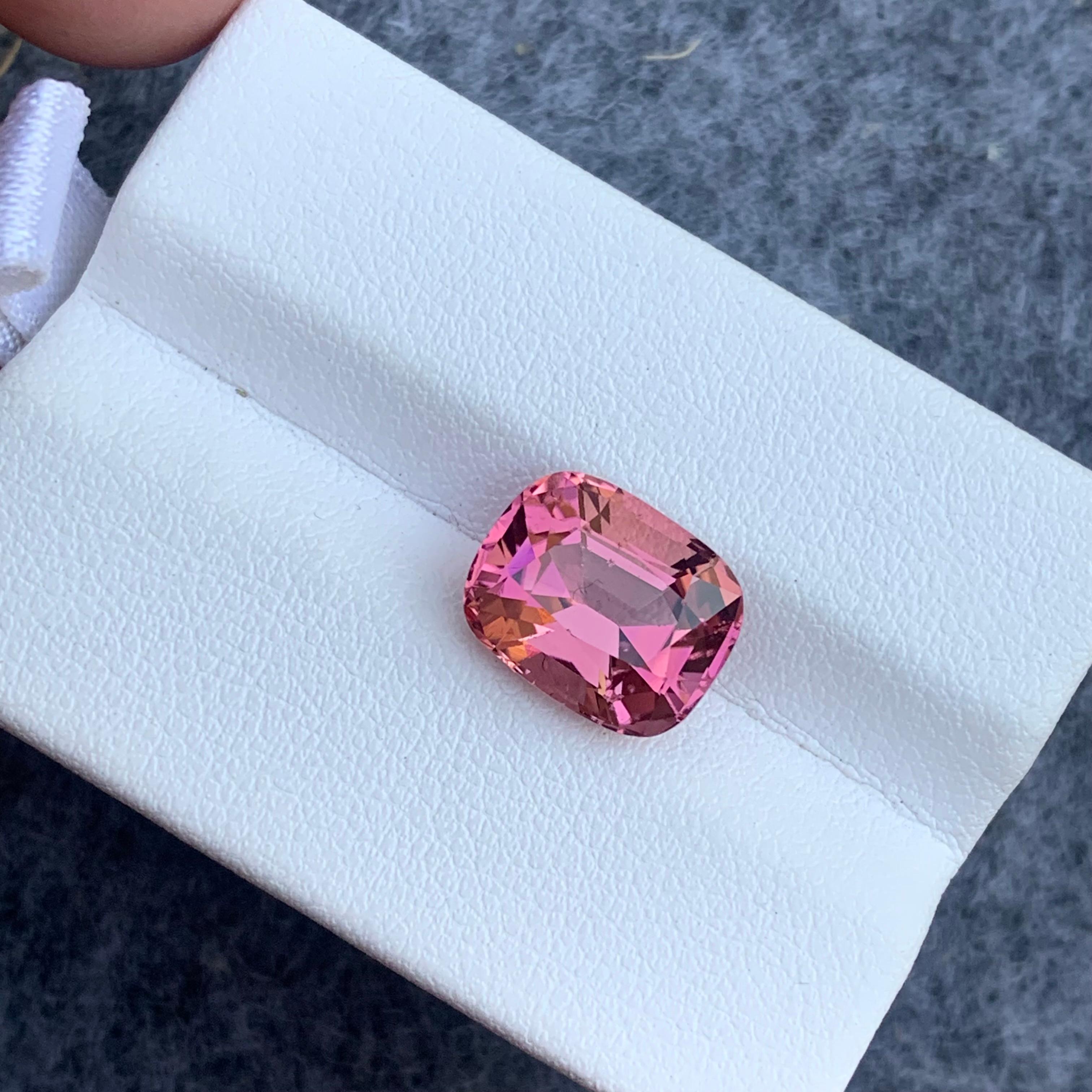 4.90 Carat Loose Pink Tourmaline Cushion Cut Gemstone for Jewelry Making For Sale 9