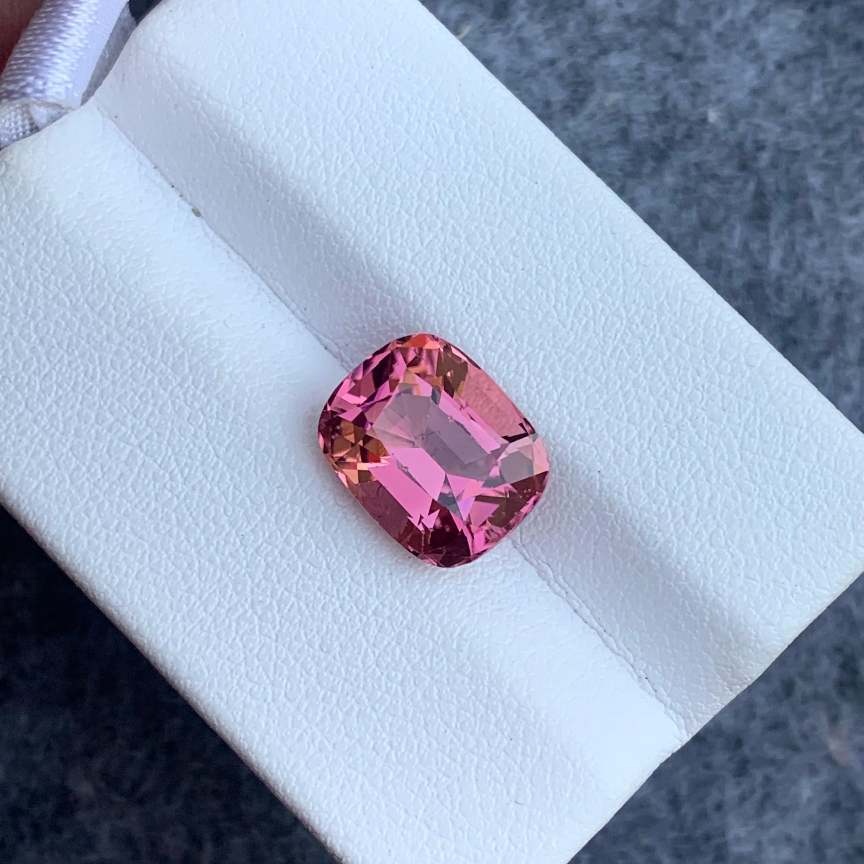 Arts and Crafts 4.90 Carat Loose Pink Tourmaline Cushion Cut Gemstone for Jewelry Making For Sale
