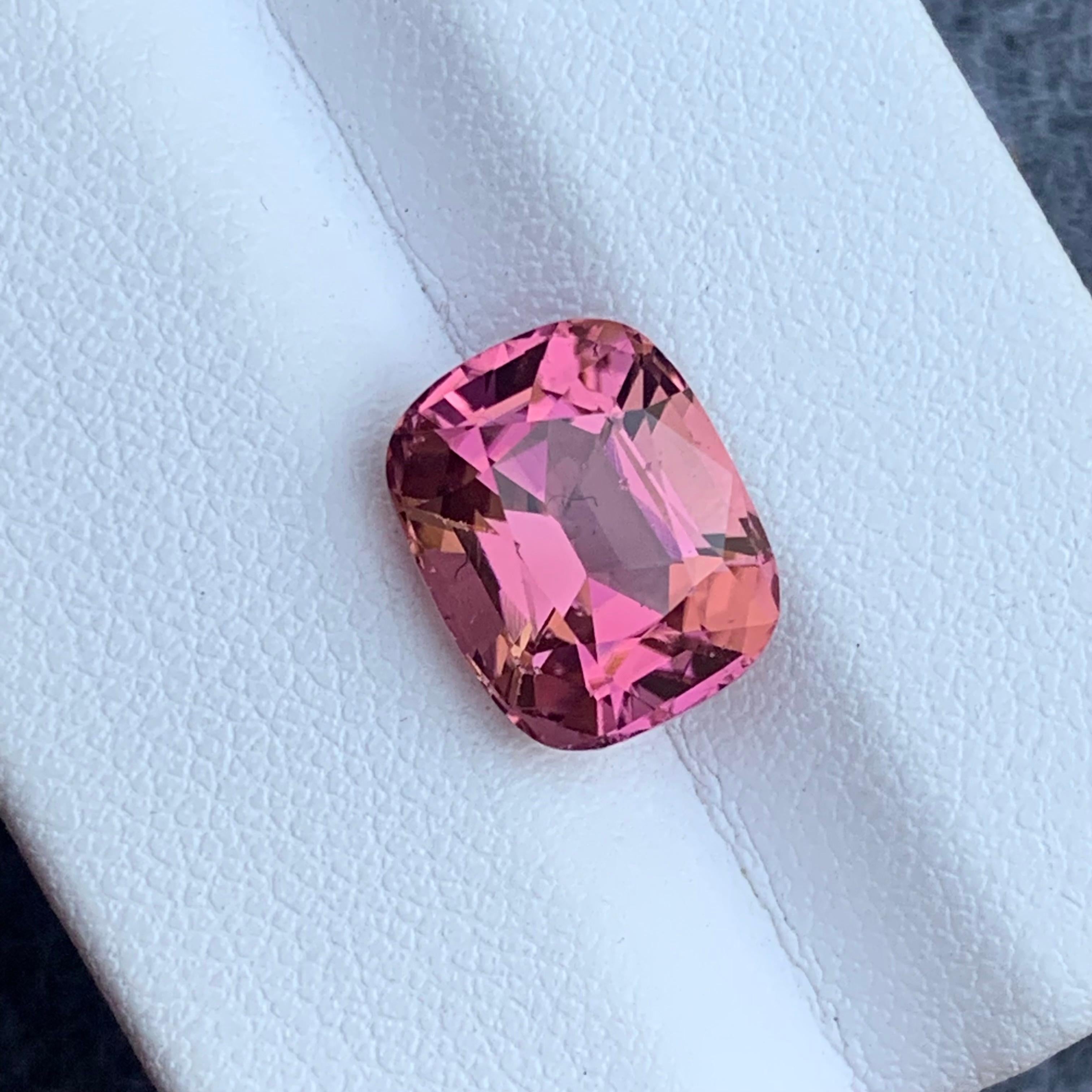 4.90 Carat Loose Pink Tourmaline Cushion Cut Gemstone for Jewelry Making For Sale 1