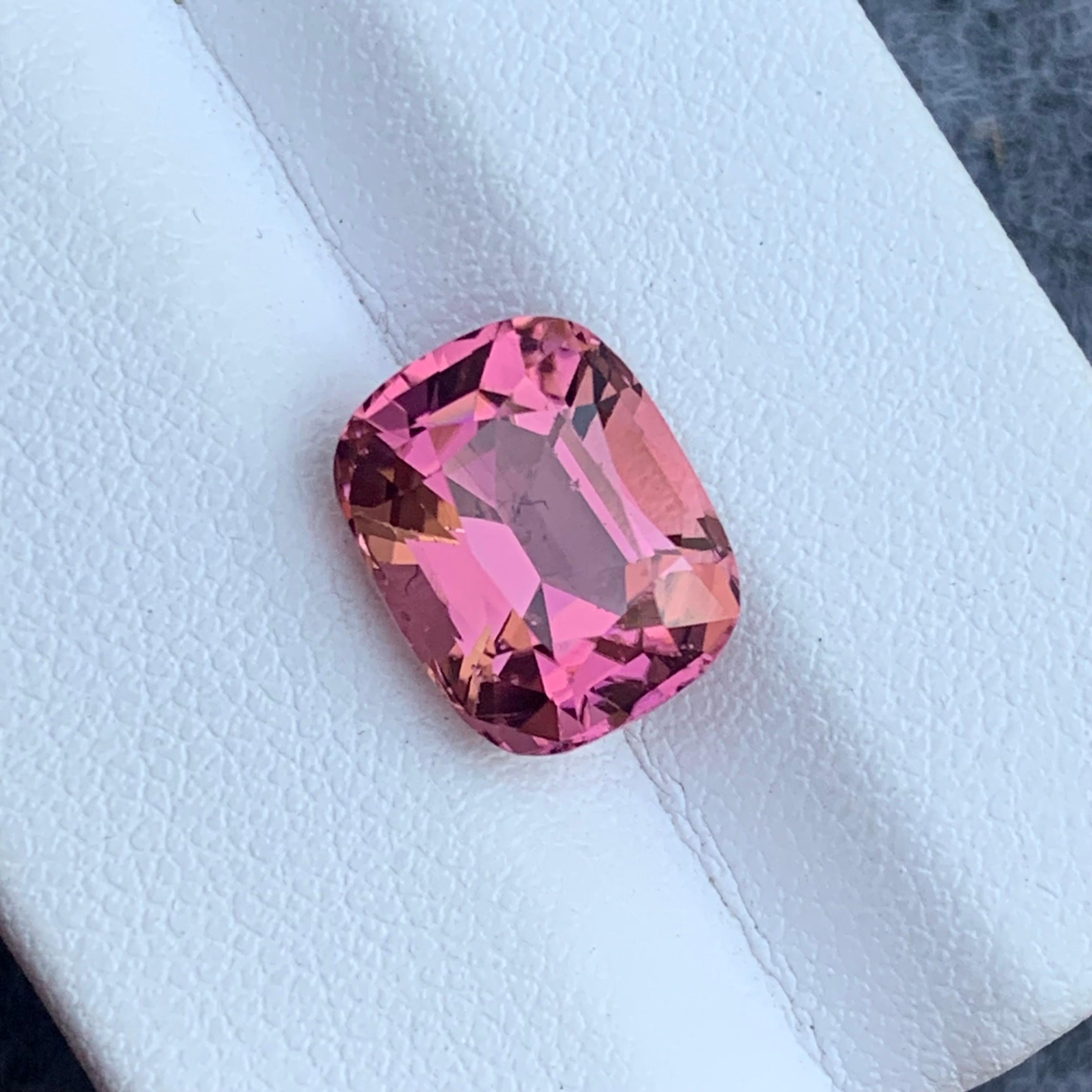 4.90 Carat Loose Pink Tourmaline Cushion Cut Gemstone for Jewelry Making For Sale 2