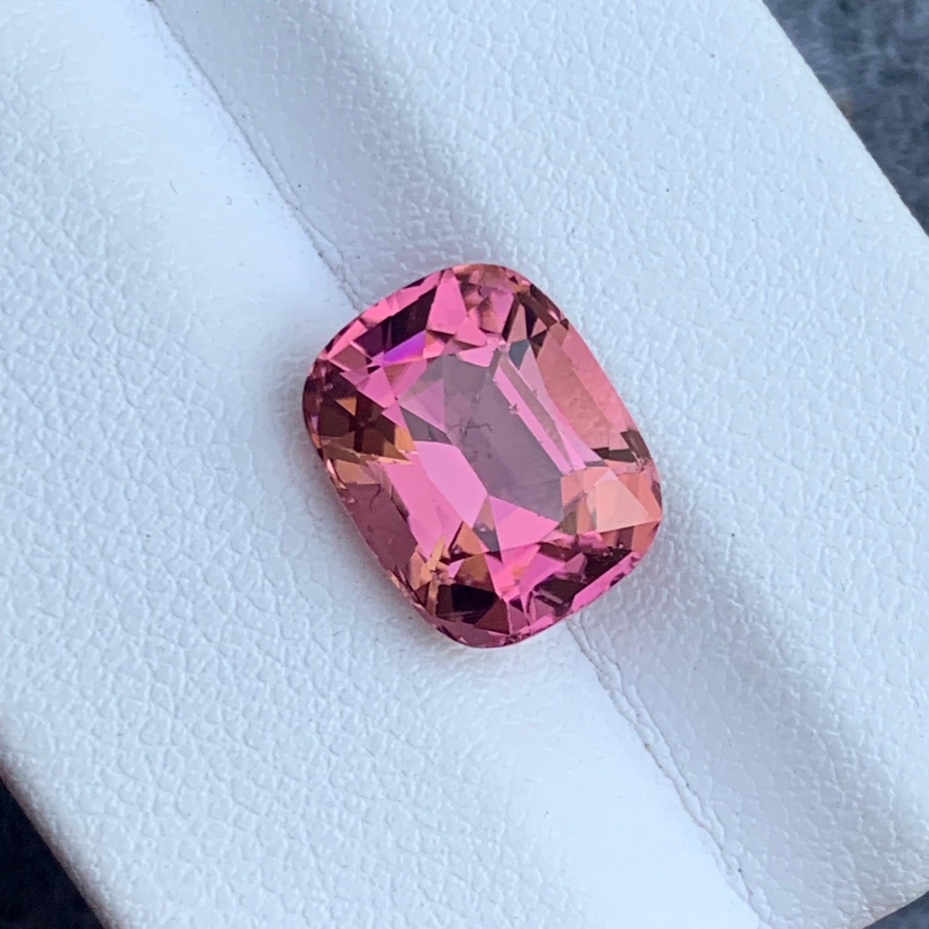 4.90 Carat Loose Pink Tourmaline Cushion Cut Gemstone for Jewelry Making For Sale 3