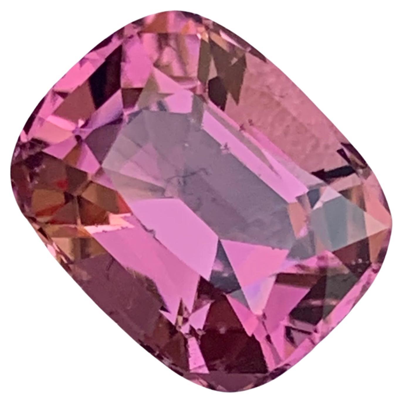4.90 Carat Loose Pink Tourmaline Cushion Cut Gemstone for Jewelry Making For Sale