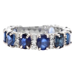4.90 Carat Natural Blue Sapphire and Diamond 14 Karat Solid White Gold Ring