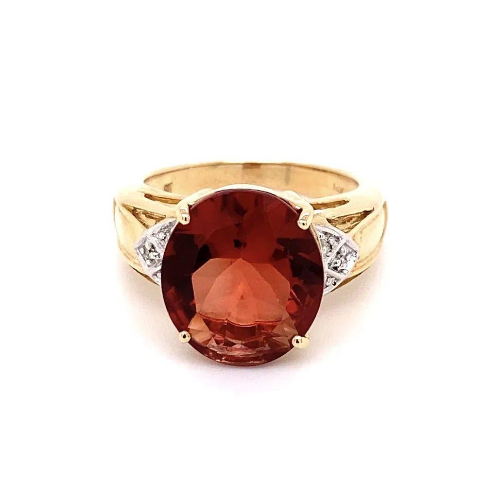 4,90 Karat Ovaler roter Andesine Feldspar und Diamant Gold Statement-Cocktailring Damen im Angebot