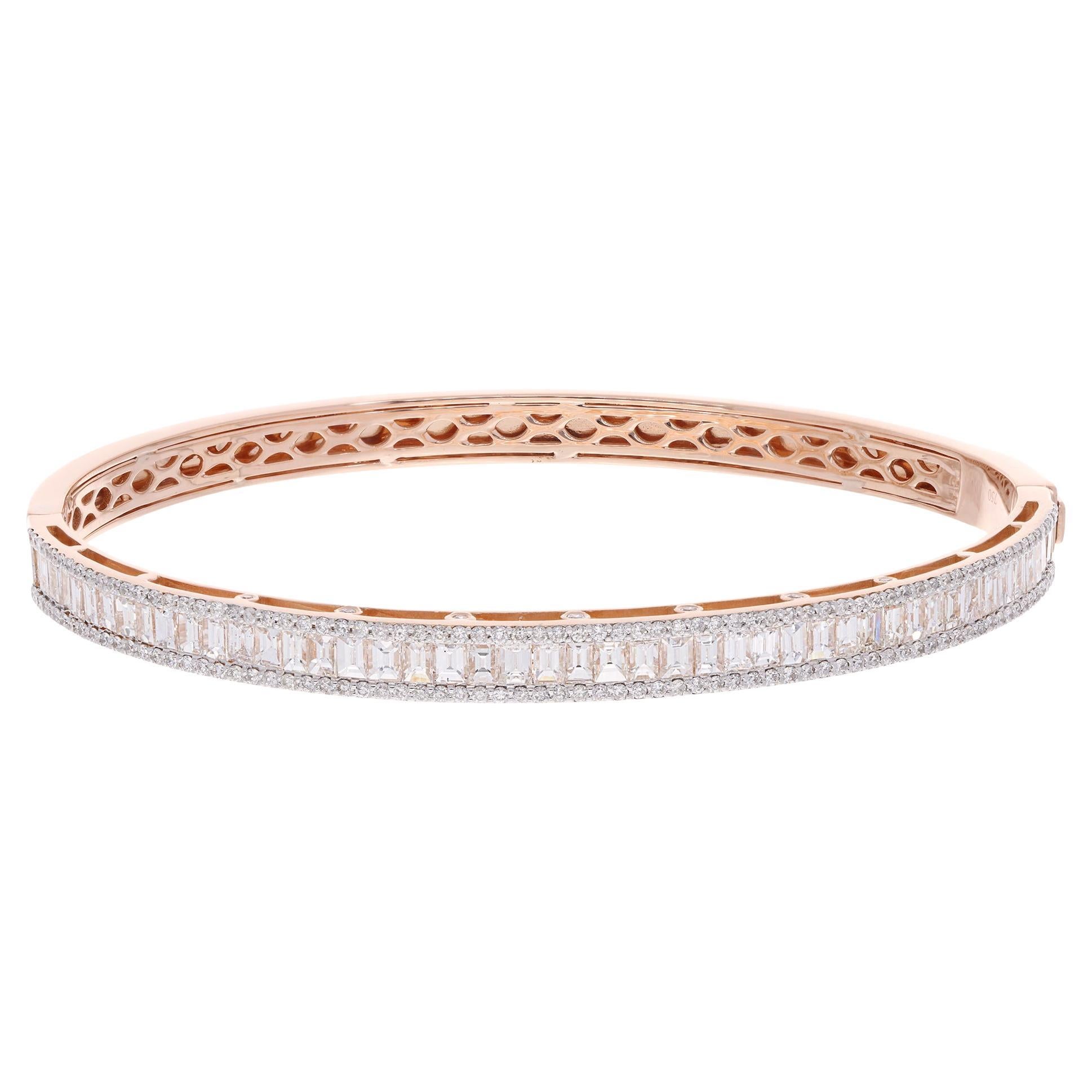 Armband aus 18 Karat Roségold mit 4,90 Karat Diamanten in runder und Baguetteschliff-Form