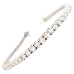 4.91 Carat Round Brilliant Natural Diamond Tennis Bracelet 14 Karat White Gold