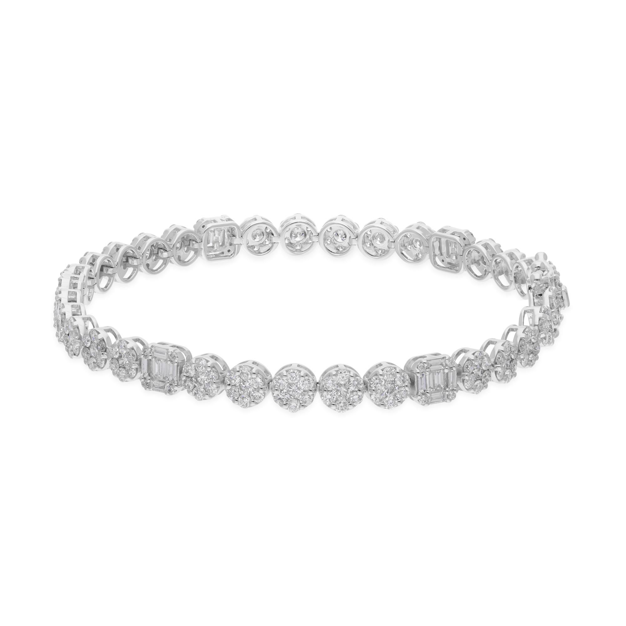 Cast from 18-karat gold, these exquisite bracelet is handset with 4.90 carats of sparkling diamonds.

FOLLOW SPECTRUM JEWELS storefront to view the latest collection & exclusive pieces. Spectrum Jewels is proudly rated as a Top Seller on 1stdibs