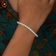 4,90 Karat SI/H Rundes Baguette-Diamantarmband aus 18 Karat Weißgold mit Diamanten