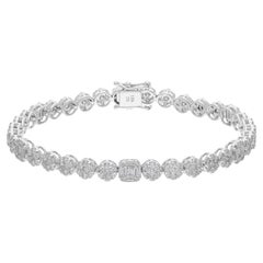 4,90 Carati SI/H Bracciale con diamanti tondi a baguette Gioielli in oro bianco 18 carati