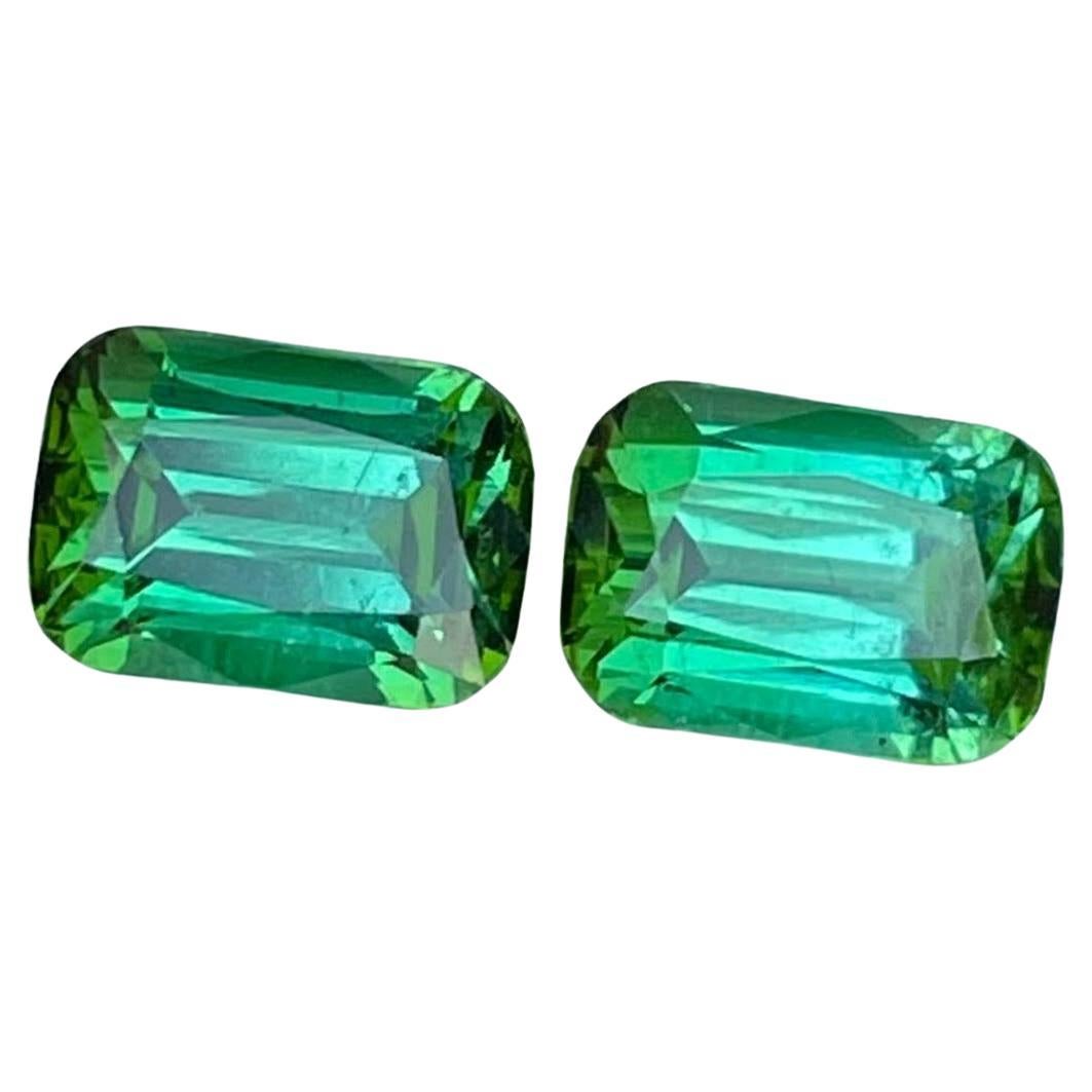 4.90 Carats Bluish Green Tourmaline Pair Cushion Cut Natural Afghan Gemstone For Sale