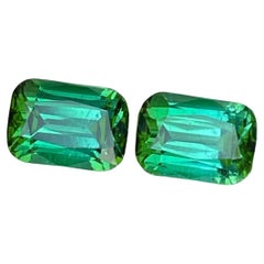 4.90 Carats Bluish Green Tourmaline Pair Cushion Cut Natural Afghan Gemstone