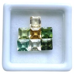 Paire de tourmalines mixtes assorties de 4,90 carats, tourmaline multicolore taille carrée