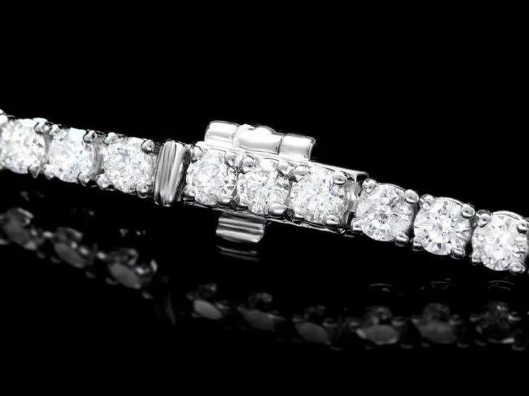 Round Cut 4.90 Carats Natural Diamond 18K Solid White Gold Bracelet  For Sale