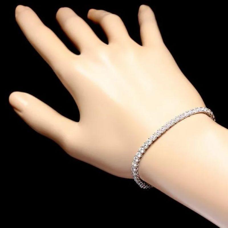 Women's 4.90 Carats Natural Diamond 18K Solid White Gold Bracelet  For Sale