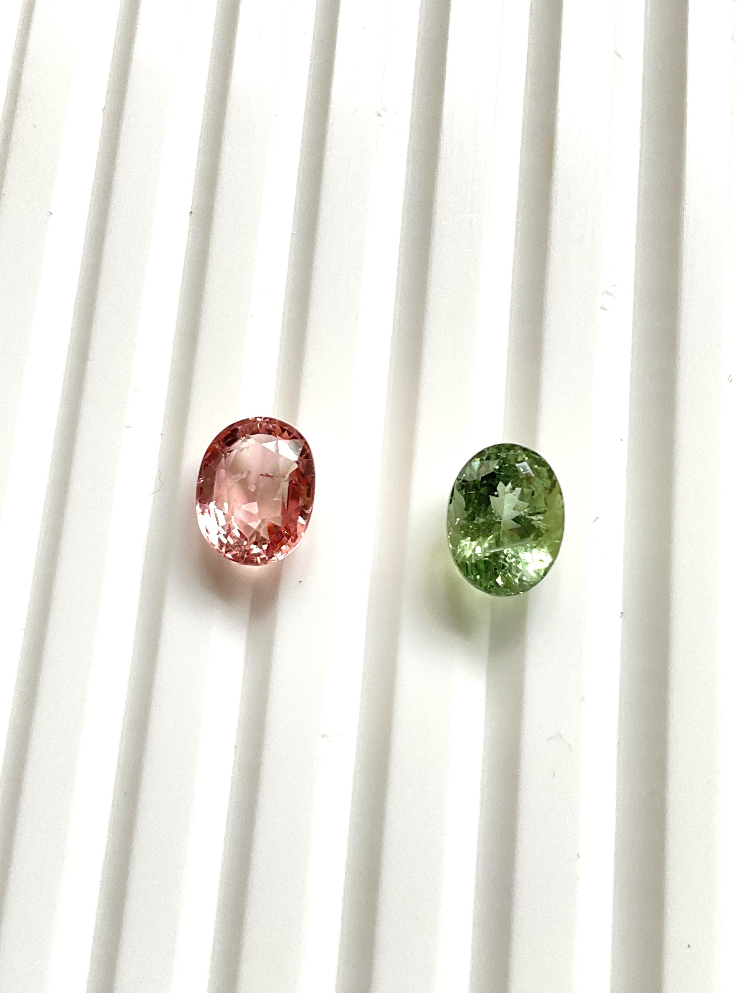 4,90 Carati Tormalina ovale 2 pezzi pietra sfaccettata Top Quality Gemma naturale in vendita 1