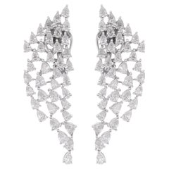 4.90 Ct. Pear Shape Diamond Dangle Earrings 14 Karat White Gold Handmade Jewelry