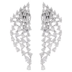 4.90 Ct. Pear Shape Diamond Dangle Earrings 18 Karat White Gold Handmade Jewelry