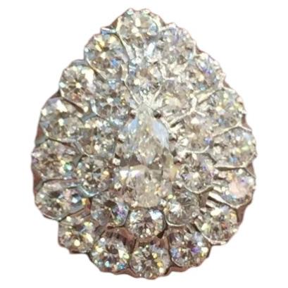 4.90 Ct Pear&Roud Brillant Shape Diamonds 18k Gold Ring