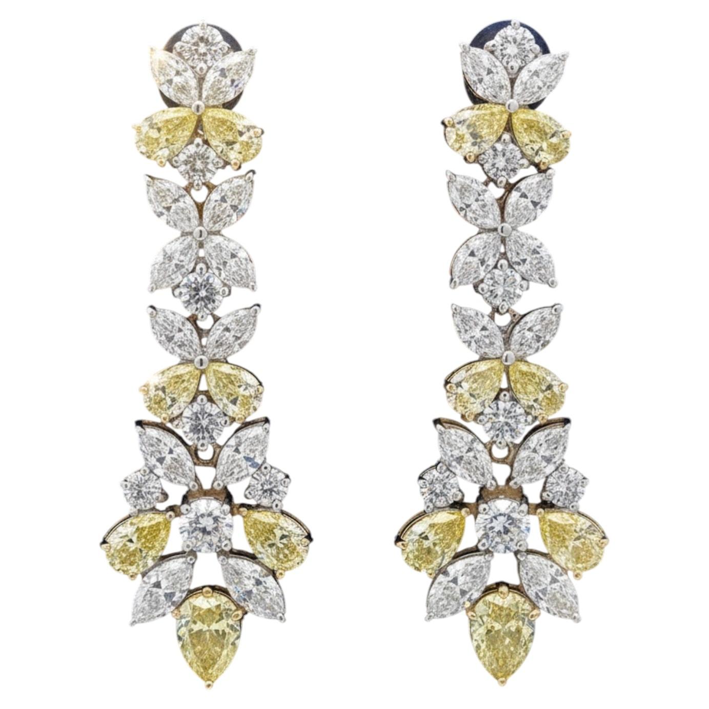 4.90 CTW Yellow & White Lab Grown Diamond and 14K Yellow Gold Floral Drop