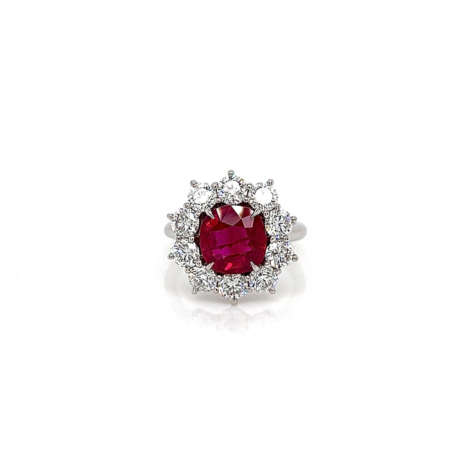 4.90 Total Carat Ruby and Diamond Halo Ladies Ring. GRS Certified.

True collectors item our 