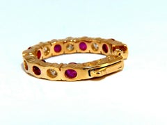 4.90ct Natural Ruby Diamonds Elongated Hoop Earrings 14kt Yellow Gold Inside Out