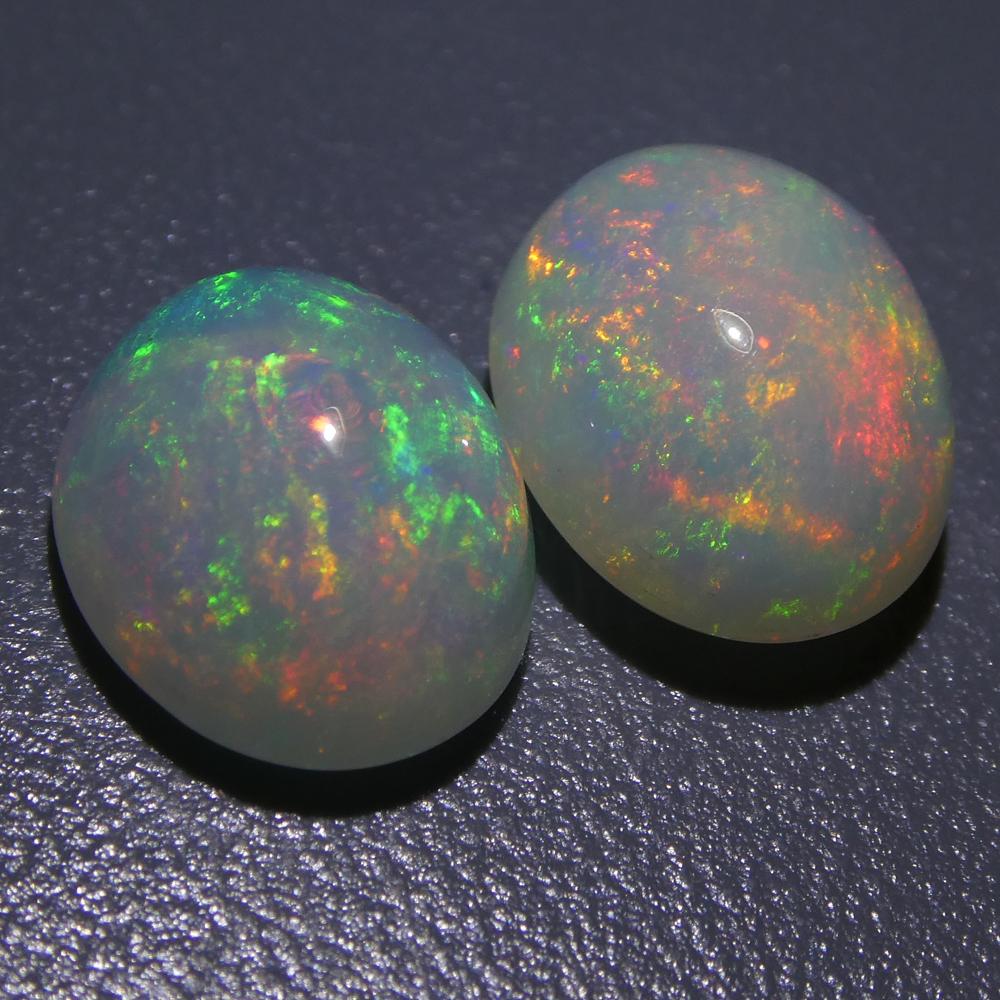 4.90ct Oval Cabochon Kristall Opal Paar im Angebot 5