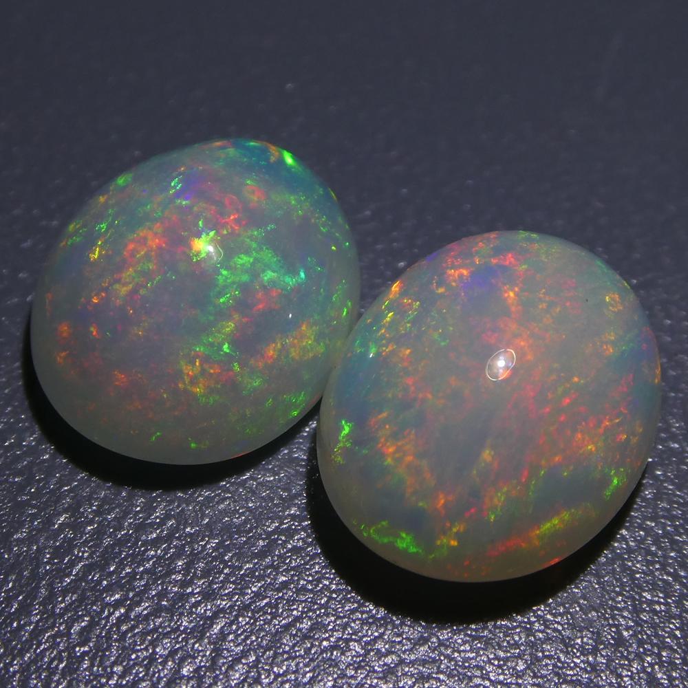 4.90ct Oval Cabochon Kristall Opal Paar im Angebot 6