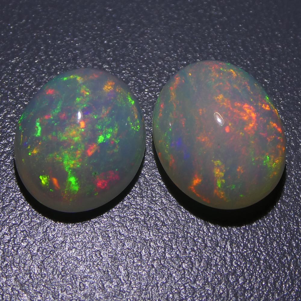 Women's or Men's 4.90ct Oval Cabochon Crystal Opal Pair For Sale