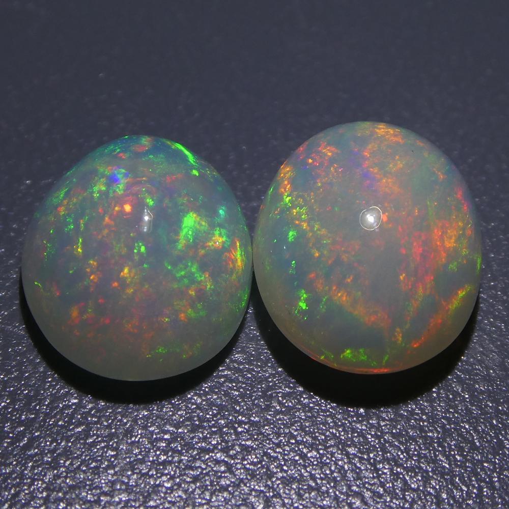 4.90ct Oval Cabochon Crystal Opal Pair For Sale 3