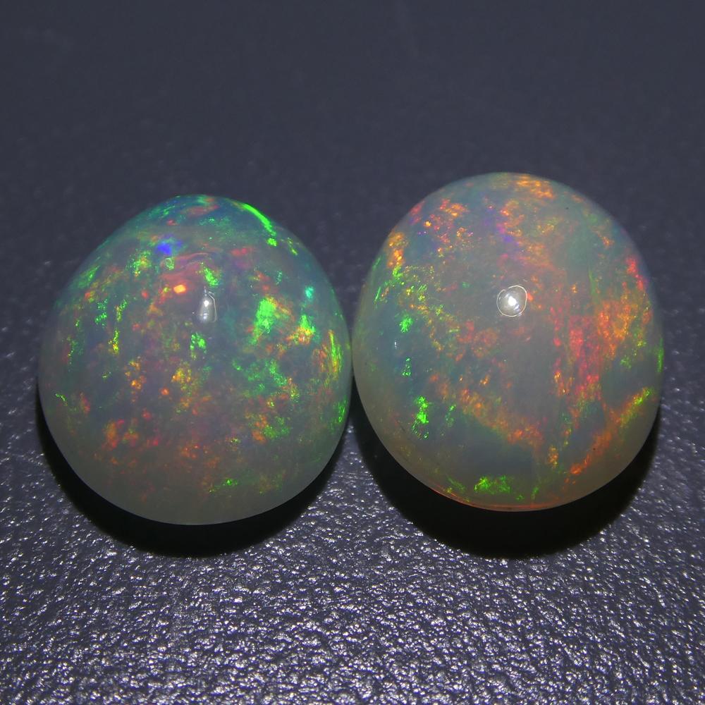 4.90ct Oval Cabochon Crystal Opal Pair For Sale 4