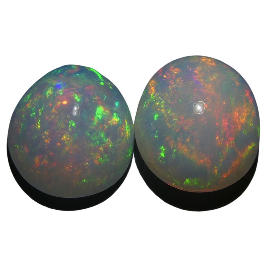 4.90ct Oval Cabochon Kristall Opal Paar