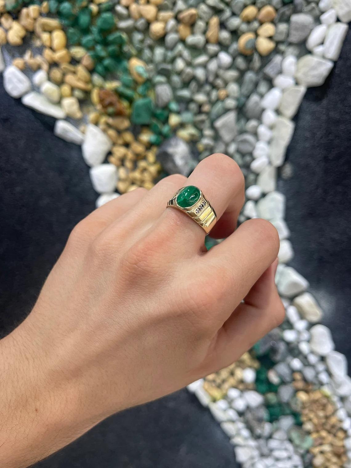 men's emerald cabochon ring