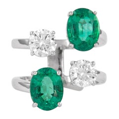 4.91 Carat Floating Diamonds and Emeralds Ring 18k Gold EGL Certified Diamonds 4.91 Carat Floating Diamonds and Emeralds Ring 18k Gold EGL Certified Diamonds