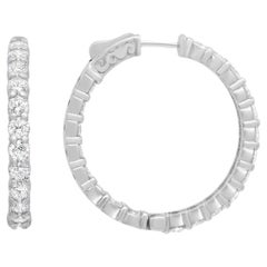 4.91 Carat Inside Out Diamond Hoop Earrings 14K White Gold