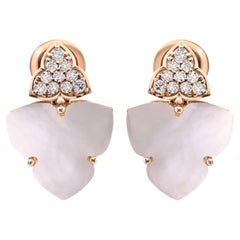 4,91 carati di Madreperla 0,29 carati di diamanti SI/H Orecchini in oro rosa 14 carati