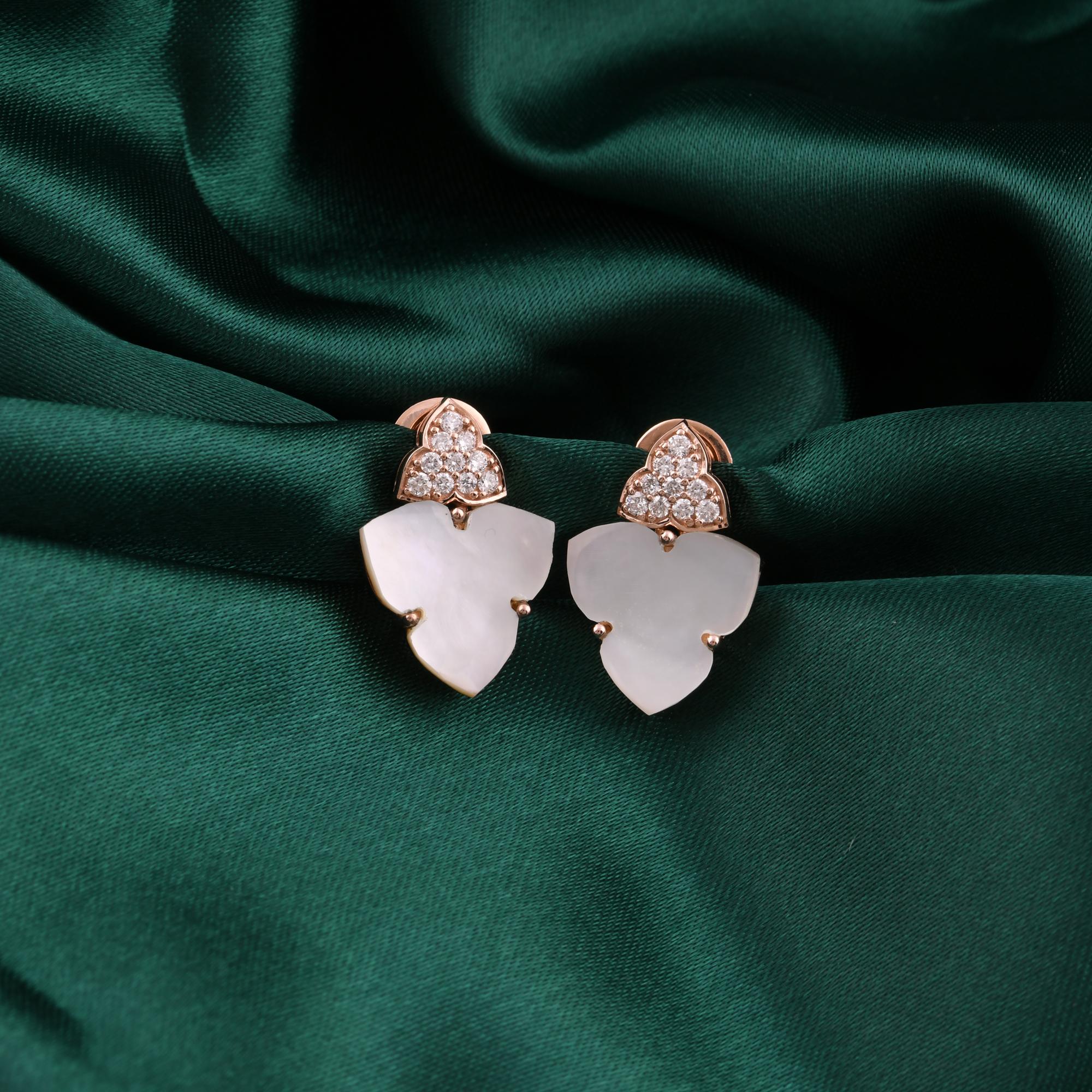 Boucles d'oreilles nacre 4,91 carats 0,29 carat SI/H Diamond Earrings Or rose 18 carats Neuf - En vente à Diera, Dubai