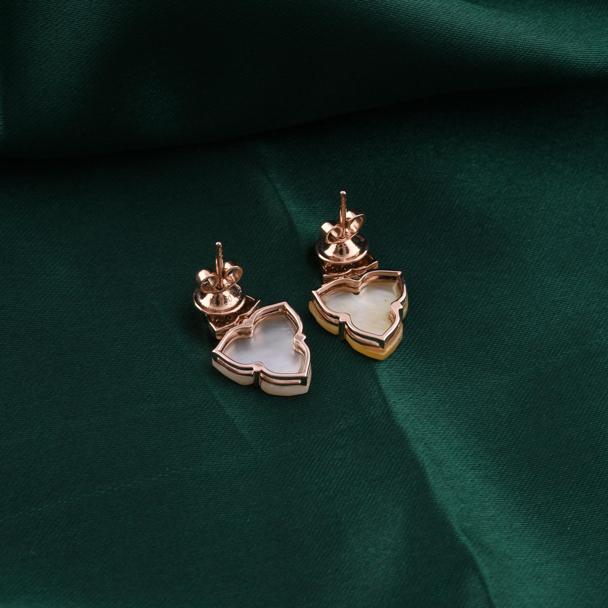 Boucles d'oreilles nacre 4,91 carats 0,29 carat SI/H Diamond Earrings Or rose 18 carats Pour femmes en vente