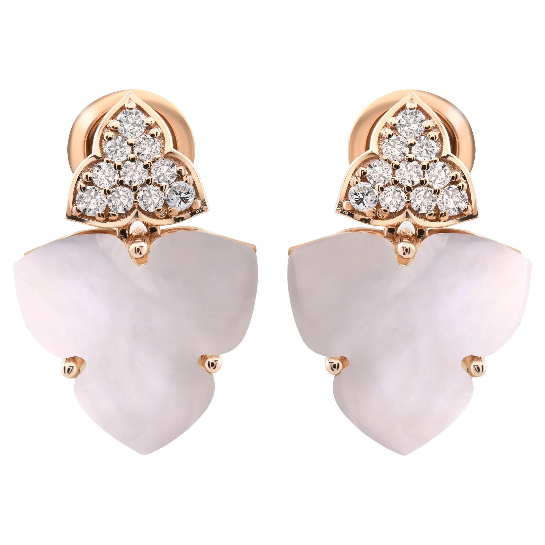 Boucles d'oreilles nacre 4,91 carats 0,29 carat SI/H Diamond Earrings Or rose 18 carats en vente