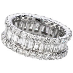 4,91 Karat runder Diamant Baguette breiter Ewigkeitsring