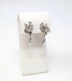 4.91 Carats Total Diamond Cluster Removable Drop Dangle Earrings VVS1-VS1 D-E