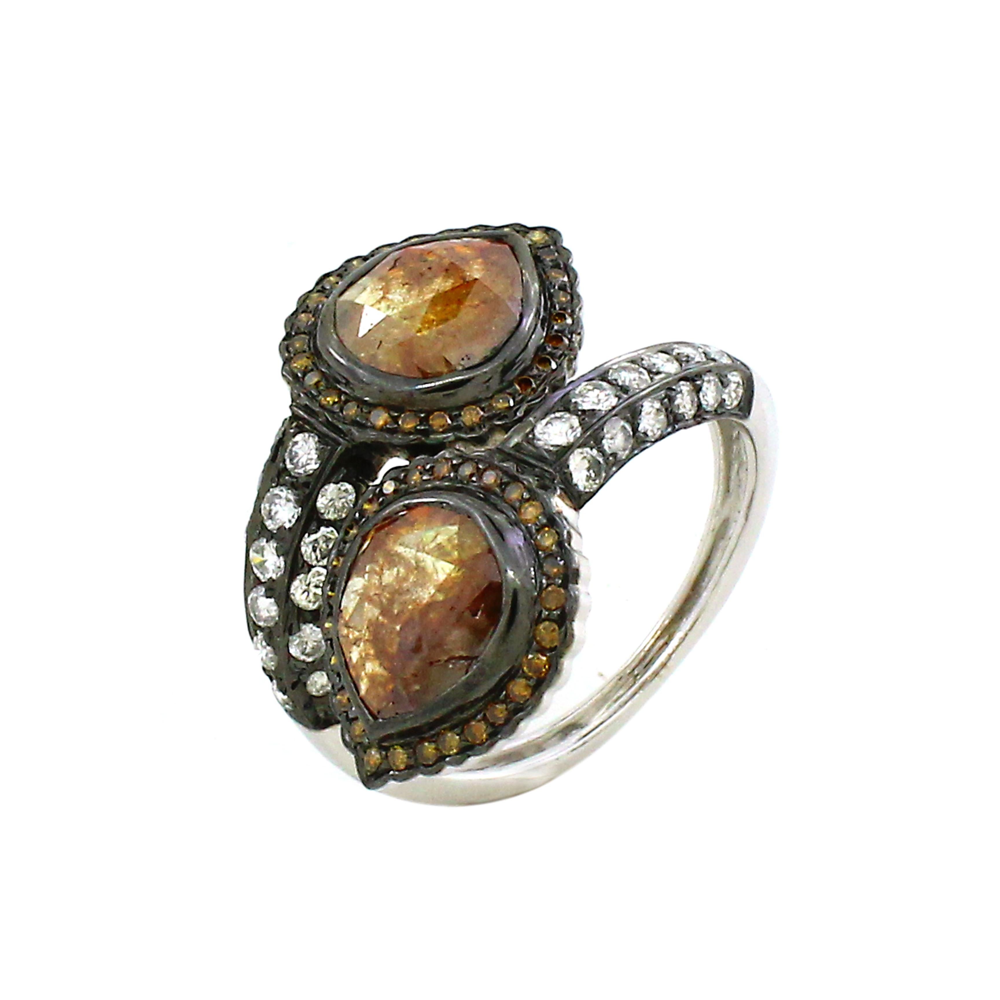4,91 Karat gemischter und weißer Diamantring in Farbe (Moderne) im Angebot