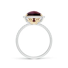 4.91 CTW Cushion Garnet Halo Ring in Two Tone in 14K White & Yellow Gold