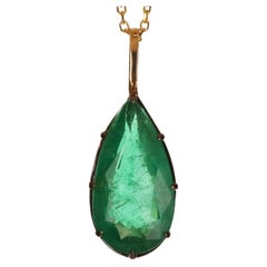 4.91ct Emerald-Pear Cut Georgian Styled Solitaire Pendant