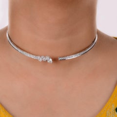4.91CtFine Marquise Diamond Open Choker Bridal Necklace Per Donne Oro Bianco 18k