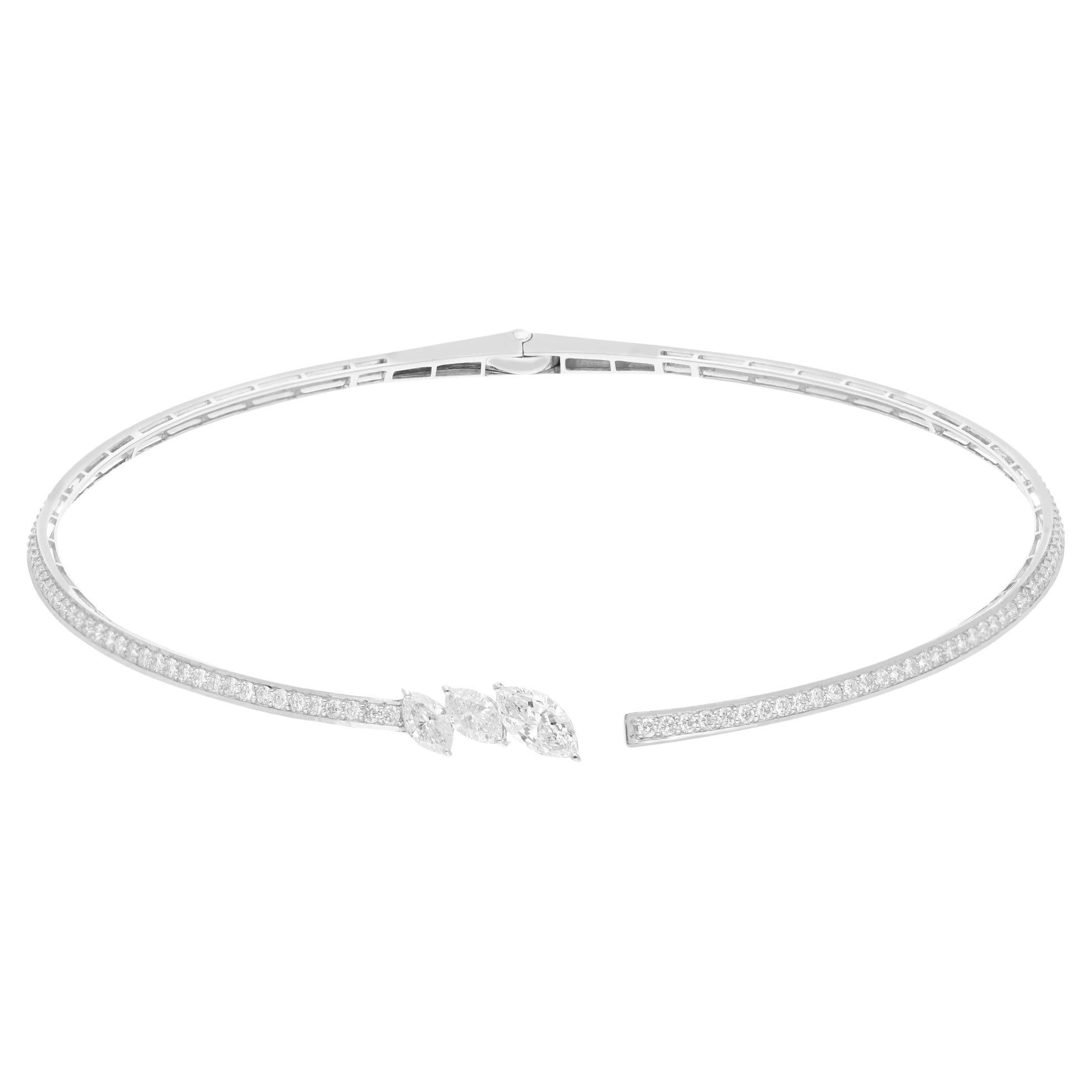 4.91CtFine Marquise Diamond Open Choker Braut Halskette für Frauen 18k Weißgold im Angebot